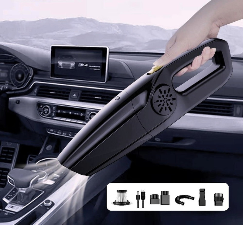 Leemoza Advantageous Cordless Vacuum Cleaner with Powerful Suction for Car, Home, Office Cordless Vacuum Cleaner with Anti-Bacterial Cleaning(Black)