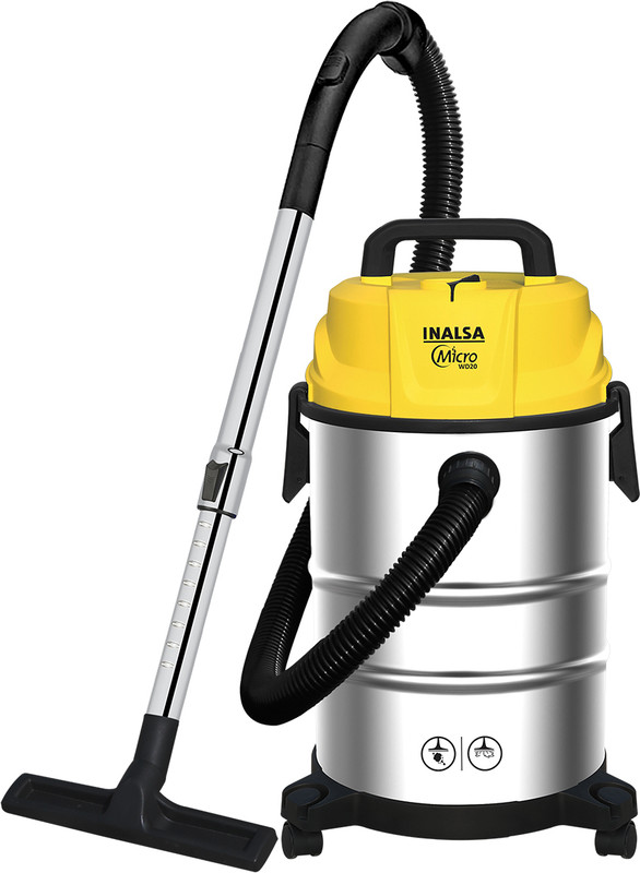 Inalsa Micro WD20 with 3 in 1 Multifunction Wet/Dry/Blowing| 19KPA Suction Wet & Dry Vacuum Cleaner(Silver/Yellow)
