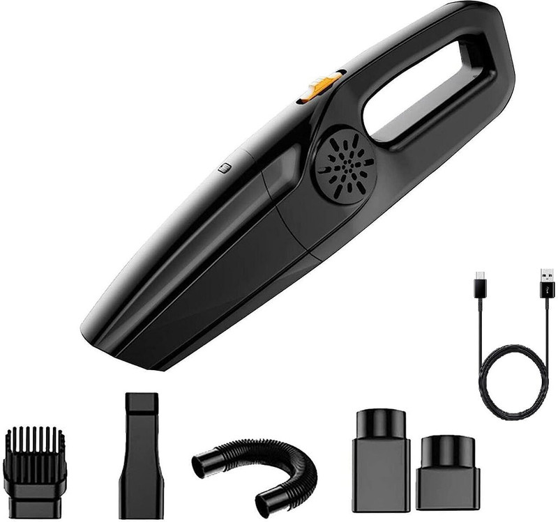 LAORKOU Vacuum Cleaner for Car & Home Car Vacuum Cleaner with Anti-Bacterial Cleaning, Reusable Dust Bag, 2 in 1 Mopping and Vacuum(BLACK 2)