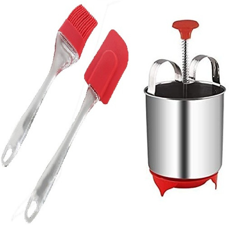 FOLIAM Stainless Steel Menuvada Maker Crispy Meduwada with Spatula & Oil Brush Vada Maker
