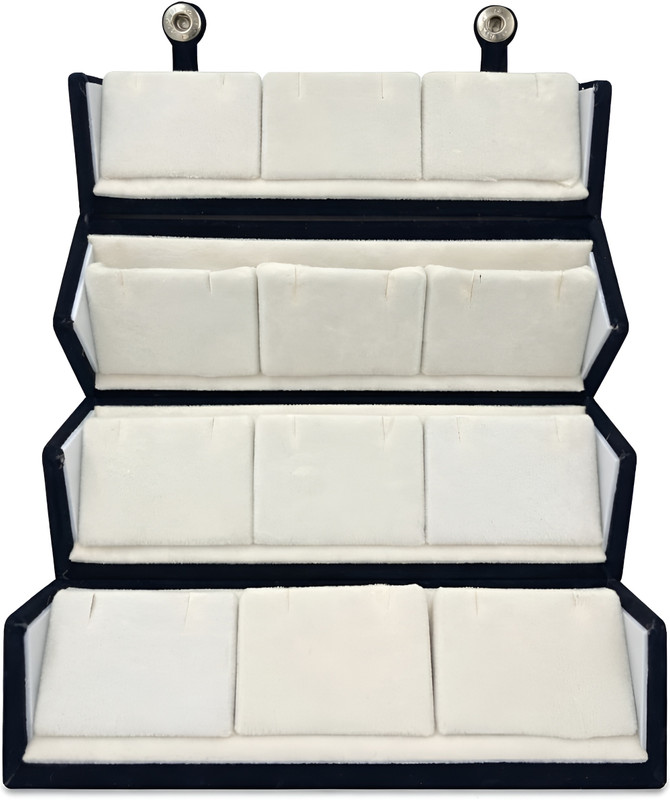 Orvexa 12 Pair Jhumka Earrings Storage Organizer Box Jewellery Holder Jewellery Storage & Display Vanity Box(Black, Cream)