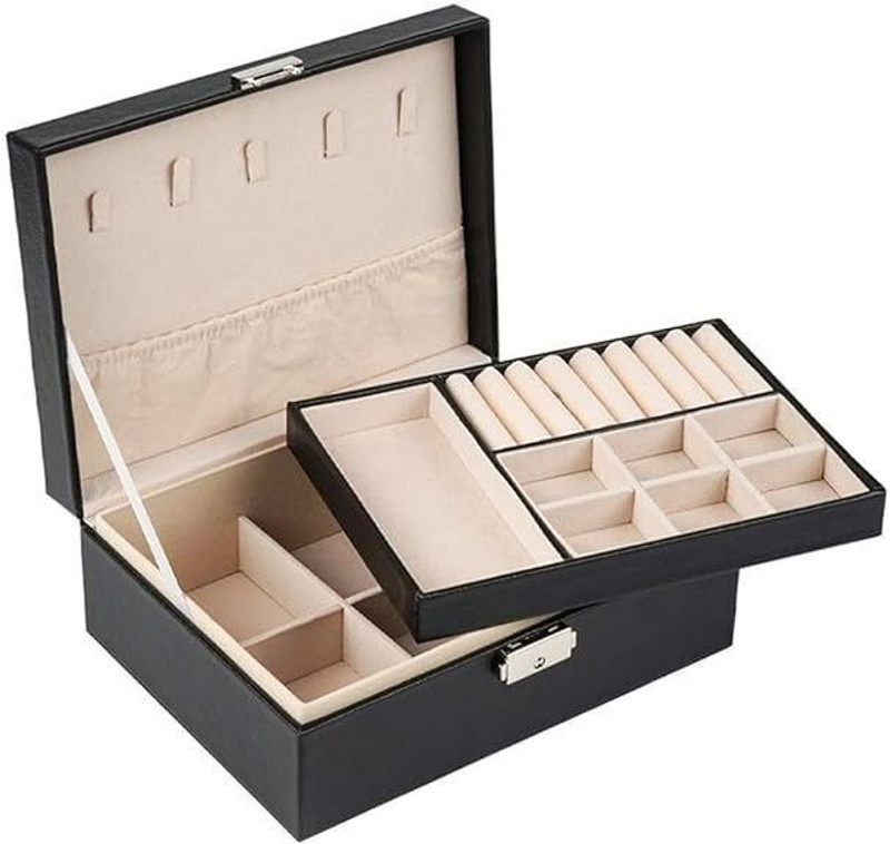 IKHODI JEWELRY BOX BLACK Jewellery Organizer Vanity Box(Black)