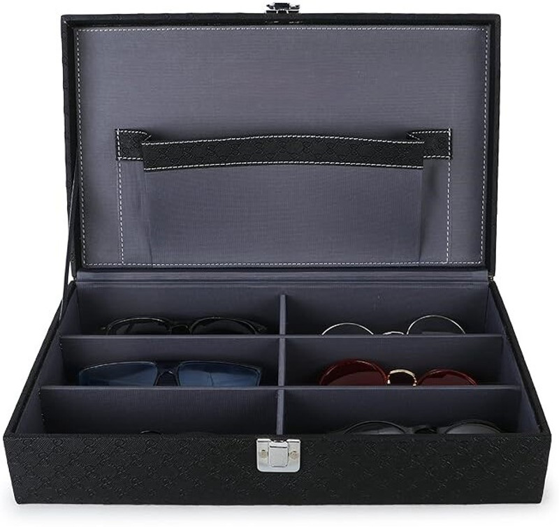 PARALOT Watch Box Holder Organizer Case In 8 Slots of watches Watch Box(black and grey, Holds 8 Watches)