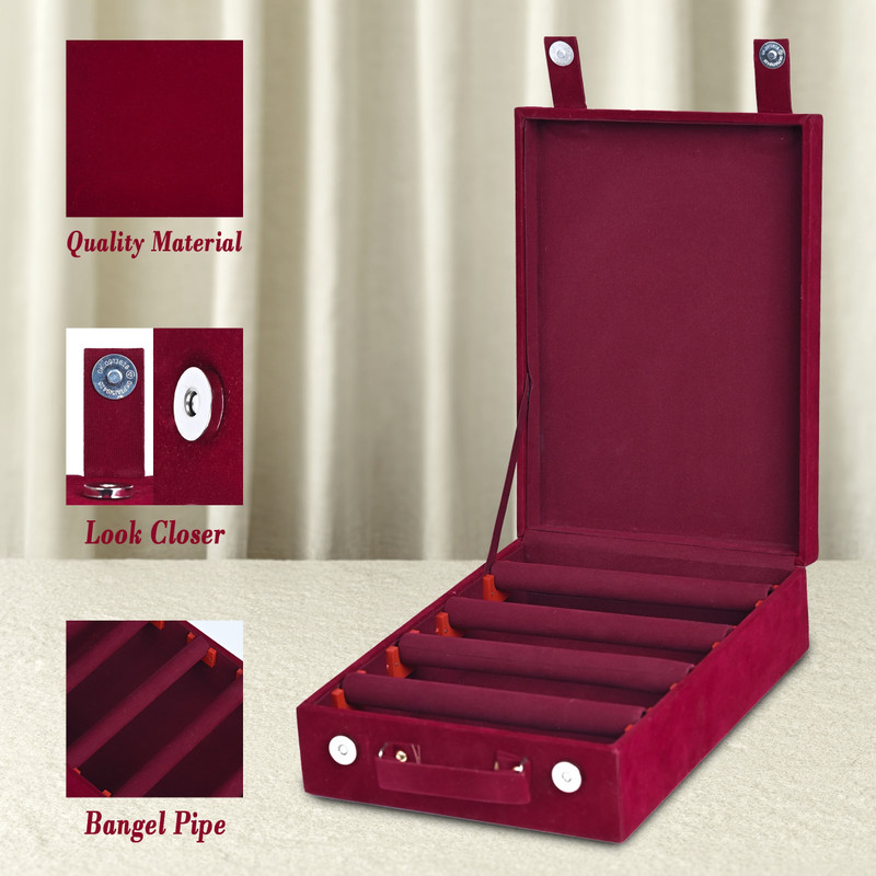 RBCBOX 4 ROLL MAROON BANGLES BOX 4 ROLL MAROON BANGLES BOX, 4 BANGLES PIPE Vanity Box(Maroon)