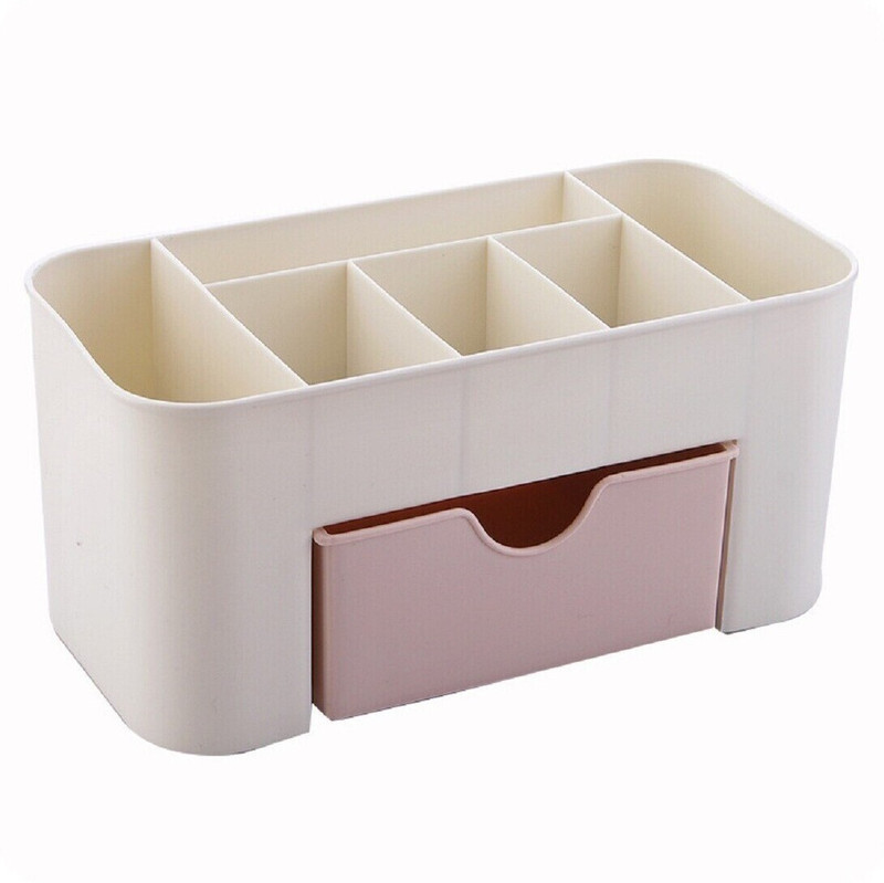 Connectwide Plastic Cosmetic Storage Box With Small Drawer Multi-functional Jewelry Box Desk Sundries Storage Container Organizer Makeup Holder, Brushes, Nail Polish, Jewelry, Dressing table Vanity Box(Multicolor)