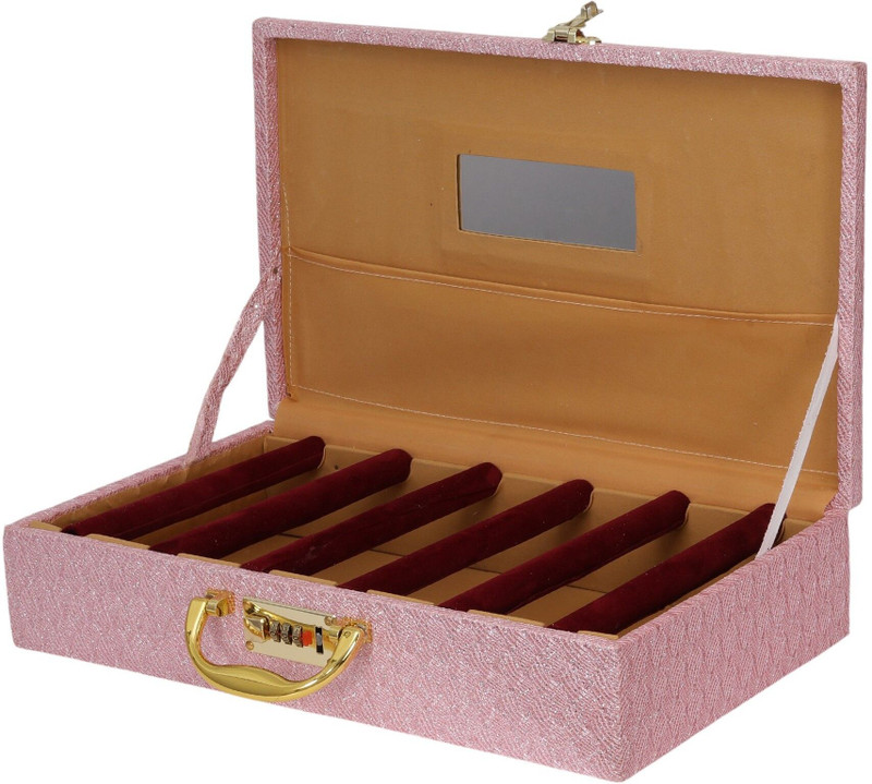TAJ BEAUTY CENTER 6 rods bangle box stylish 6-Rods Bangle Box: Elegant Storage for Your Precious Bangles" Vanity Box(Pink)
