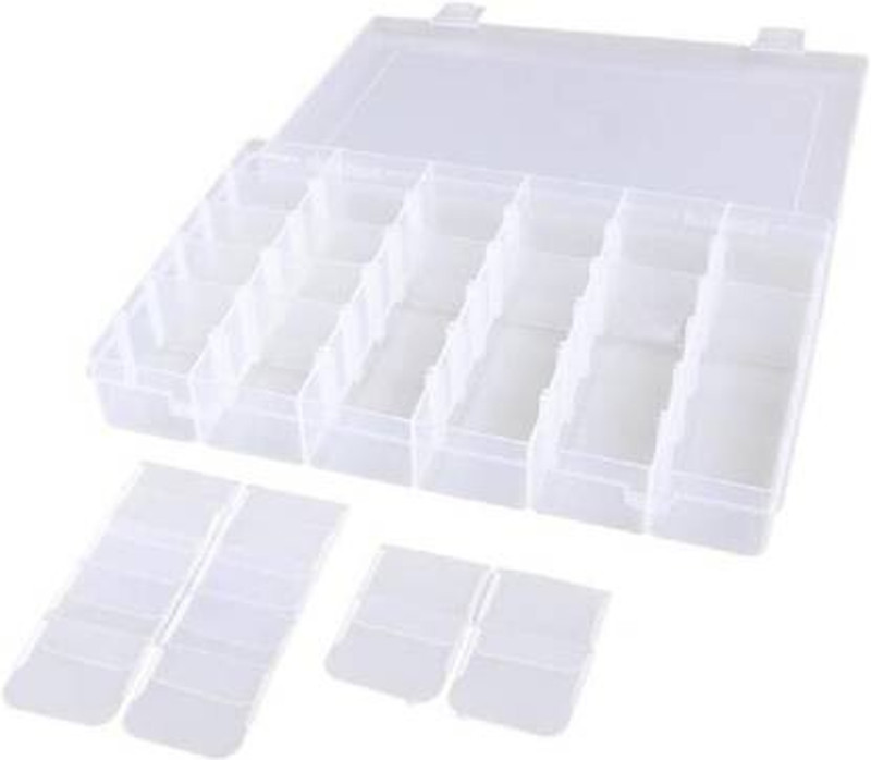 Collectrio Compartment Grid Removable Dividers Storage Box Jewelry Box, Beads Box, Earrings Box, Sundries Storage, Bracelet Box, Hair Clips Box Vanity Box makeup Vanity Box(White)