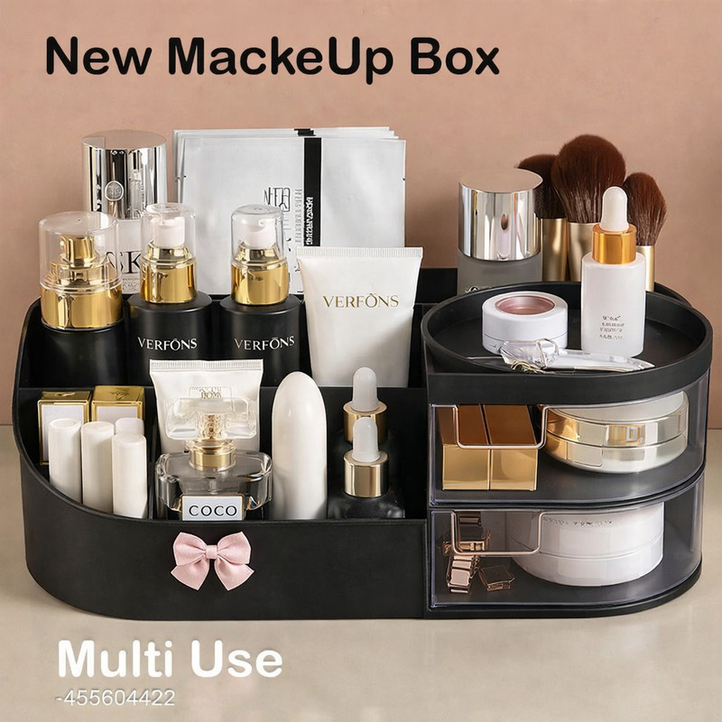 Rudrisha Cosmetic Storage Stand for Dressing Table | Skincare & Perfume Holder ✔ Multi-Purpose Use – Suitable for bathroom counter, vanity, office desk Vanity Box(White)