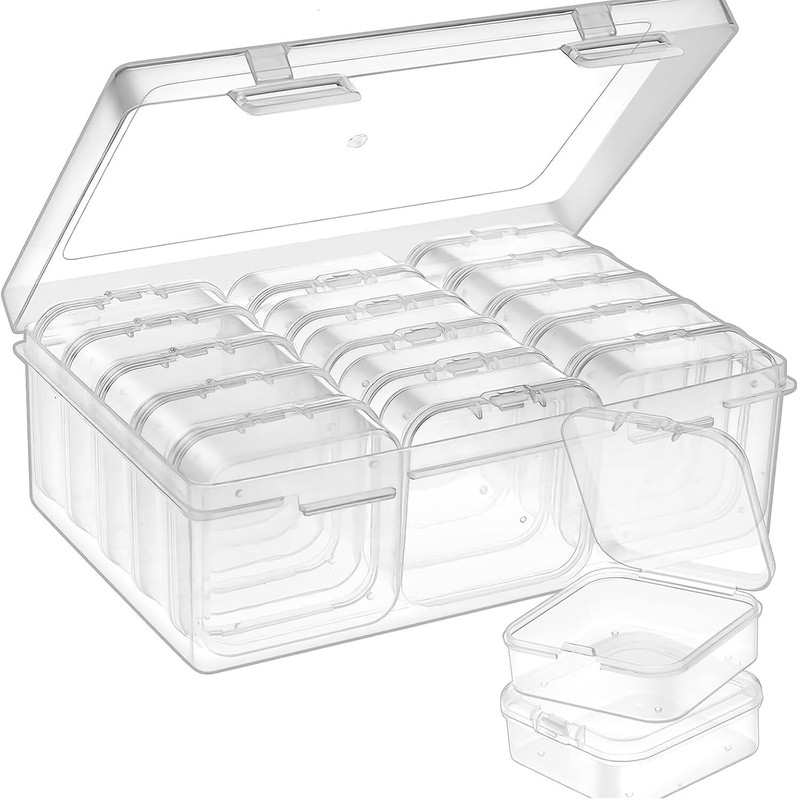aerrowquick 15 Pcs Transparent Jewellery Organiser Box with Mini Storage Compartments Ultimate Organization with 15 Mini Boxes Vanity Box(clear)