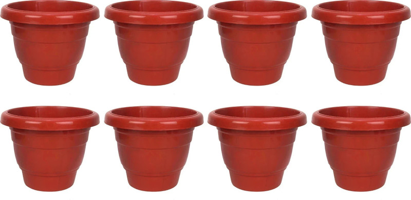 JOREN 8 inches Teracotta Gardening Flower Pots Round Plastic Plant container pot Plastic Vase(8 inch, Red) - 73% off at DetectaDeal