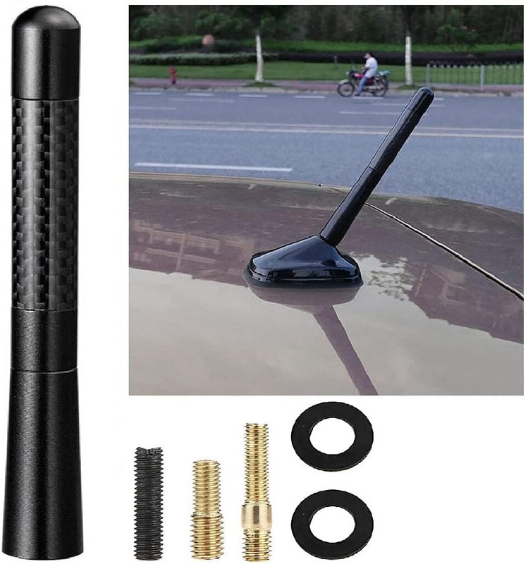 Auto MT Black Carbon Cool Exterior Decorative Universal Aluminium Antenna 12CM Car Flywheel