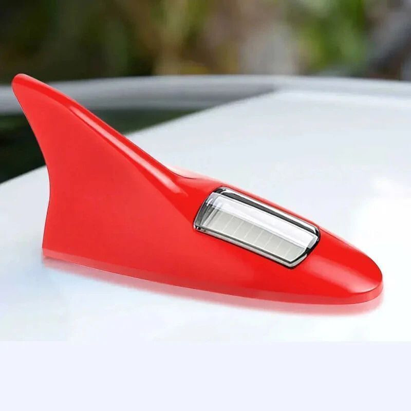 QAWACHH Universal Car Wind Power LED Beam Shark Fin Roof Warning Flash Light (Silver) Universal Car LED Beam Shark Fin Roof Warning Flash Light Vehicle Antenna Satellite Vehicle Antenna