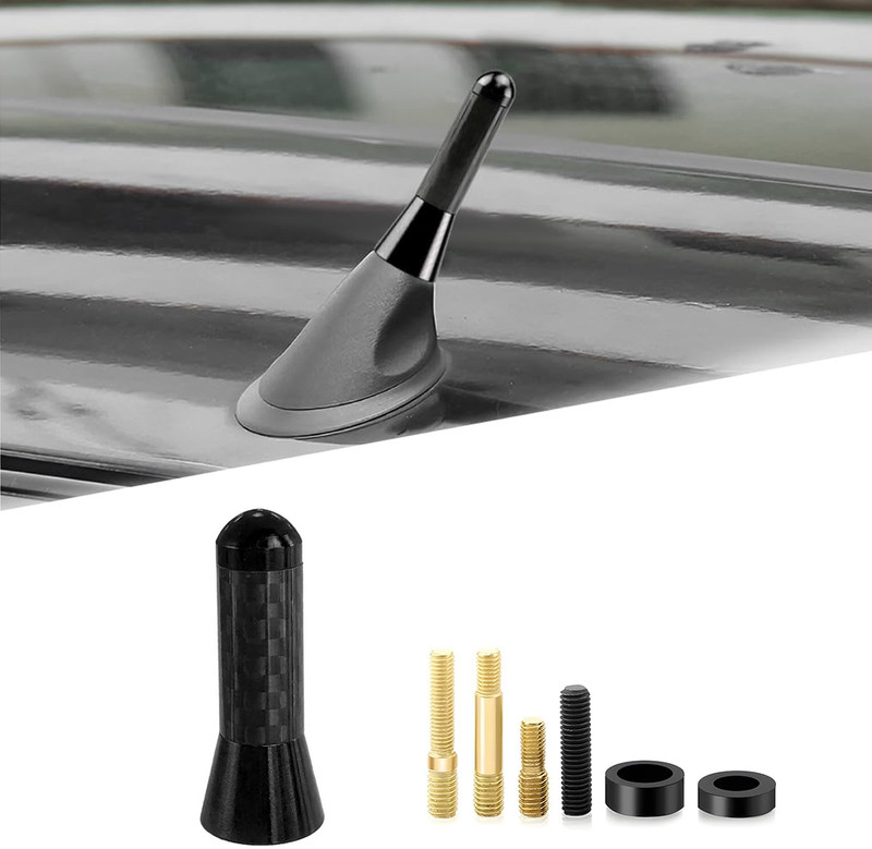 Zorbes Short Carbon Fiber Car Antenna Sporty Stubby for Roof Trunk Car Short Antenna 137 Inch Sporty Carbon Fiber Stubby Antenna for Roof Trunk SUV Whip Vehicle Antenna