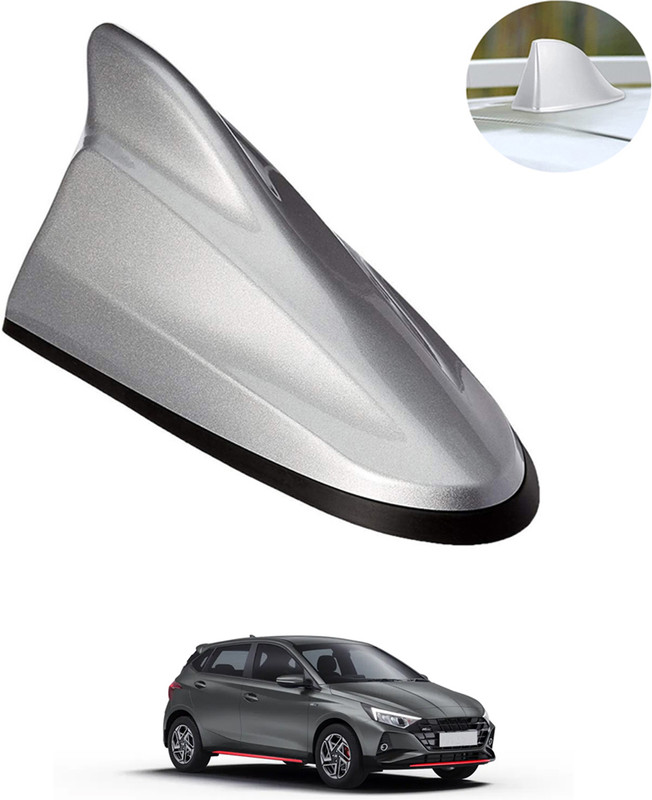 RKPSP Silver Car Shark Fin Roof Antenna(FM,AM) Radio No Drilling/Easy To Install-143 Universal Fit Decorative Radio Signal Car Antenna Aerial boost Signal Satellite Vehicle Antenna