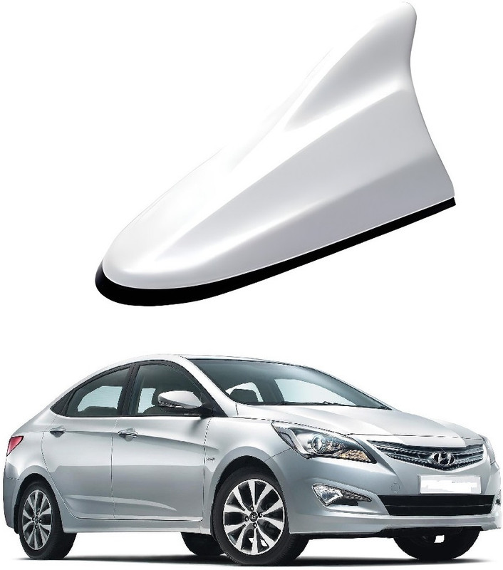 AutooNation Decorative Car AM/FM Radio Shark Fin Antenna (White) For Hyundai Verna Fluidic Shark Fin Antenna Whip Vehicle Antenna
