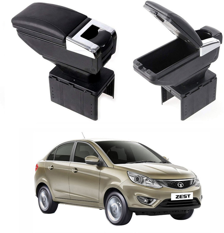 Oshotto PU Leather AR-01 Car Armrest Console Box For Zest Black Car Armrest(Tata, Zest)
