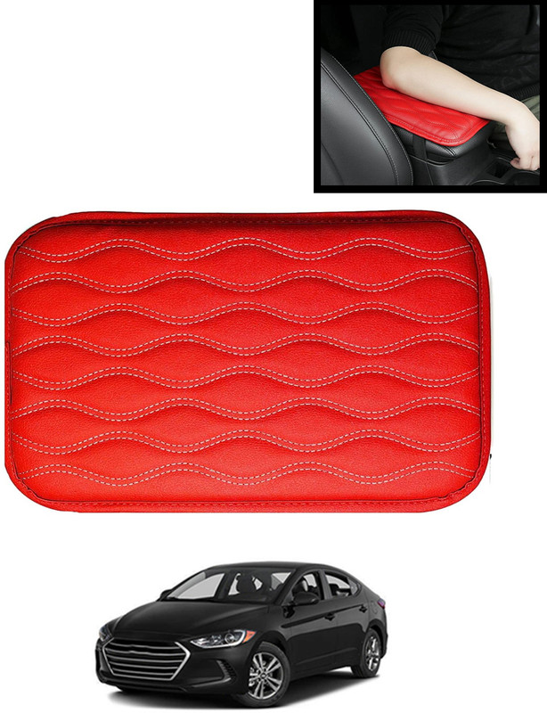 MSNP Universal Leatherite Red Rectangle Armrest Cover For Car-87 Car Armrest(HYUNDAI, Elantra)
