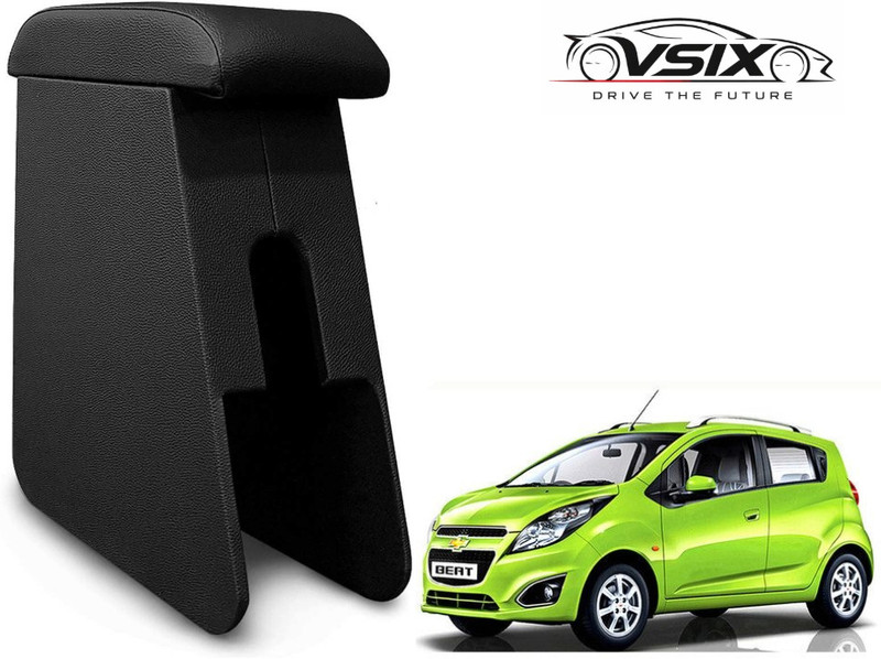 VSIX Car Wooden Armrest Black Color with Cushion & Storage Box for Beat Type 2 Car Armrest(Chevrolet, Beat 1D)
