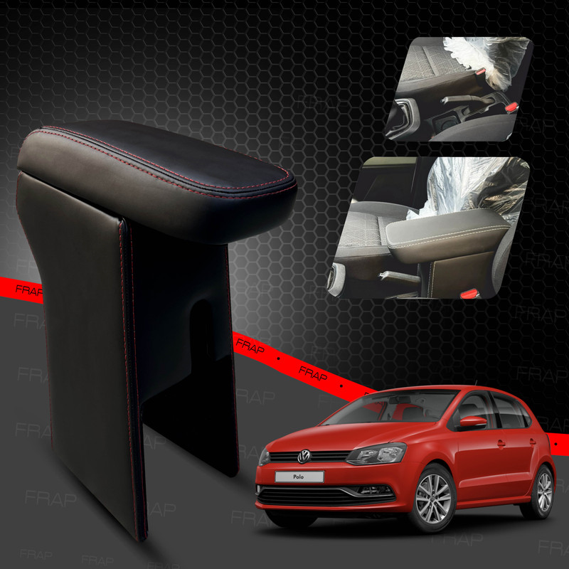 Frap Premium Armrest For Volkswagen Polo with Moulded Foam(Nappa,Red Stitching) Car Armrest(Volkswagen, Polo, Polo 1.2 TDI, Polo 1.2L, Polo 1.5 TDI Comfortline, Polo Cross, Polo GT)