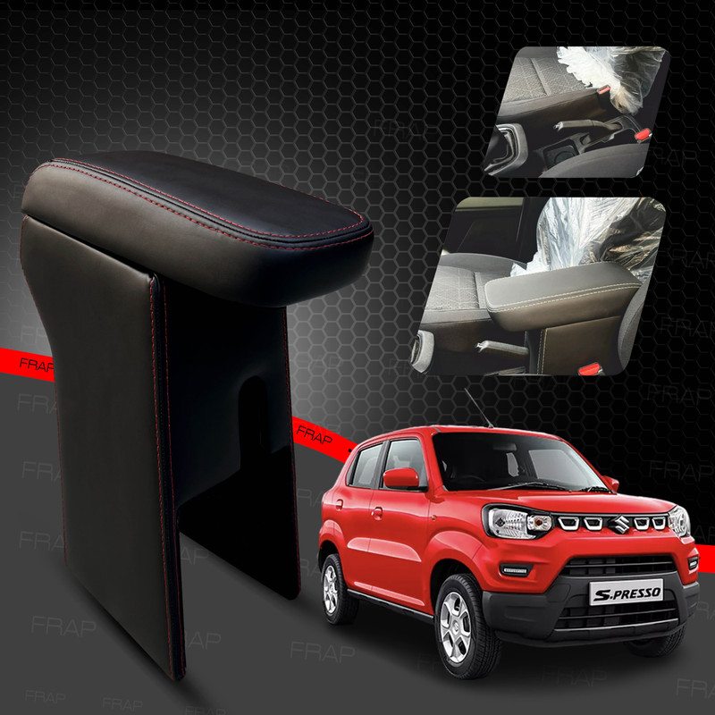 Frap Premium Armrest For Maruti S-Presso with Moulded Foam(Nappa,Red Stitching) Car Armrest(Maruti, S-Presso Std, S-Presso Lxi, S-Presso Vxi, S-Presso Vxi (O), S-Presso Vxi Plus)