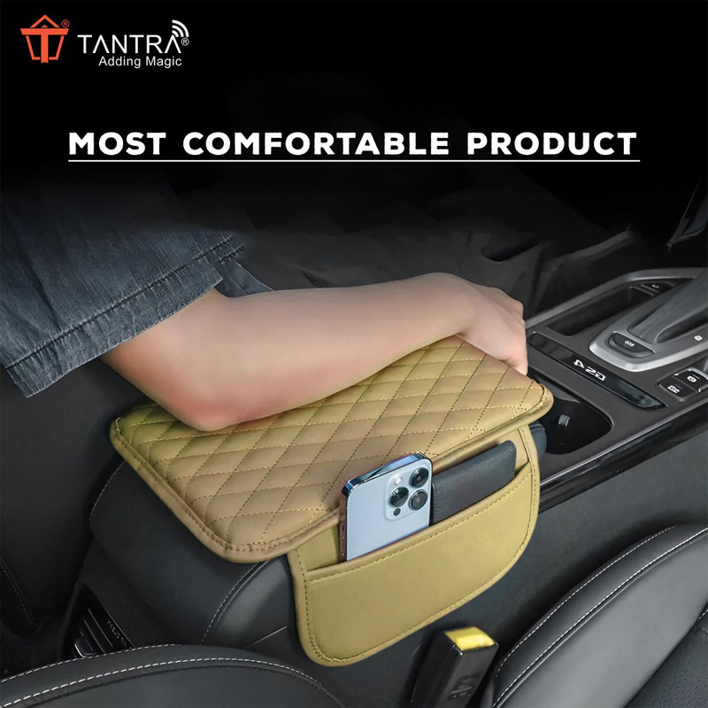 TANTRA Car Armrest Cover Cushion with 2 Storage Bags - Soft Car Armrest(Universal For Car, Innova)