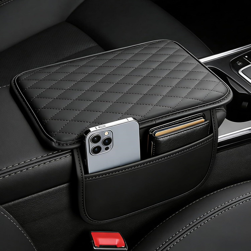 Deoxys Car Armrest Pad with Foam Cushion | Universal Fit for All Cars | Armrest Cover Car Armrest(Universal For Car, Universal For Car)