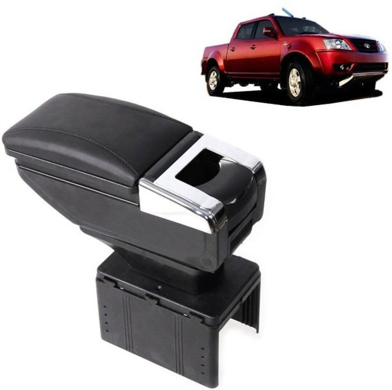 BHH Car Armrest with Glass Holder & Ash Tray Black & Chrome for Chevrolet Beat Car Armrest(Universal For Car, Universal For Car)