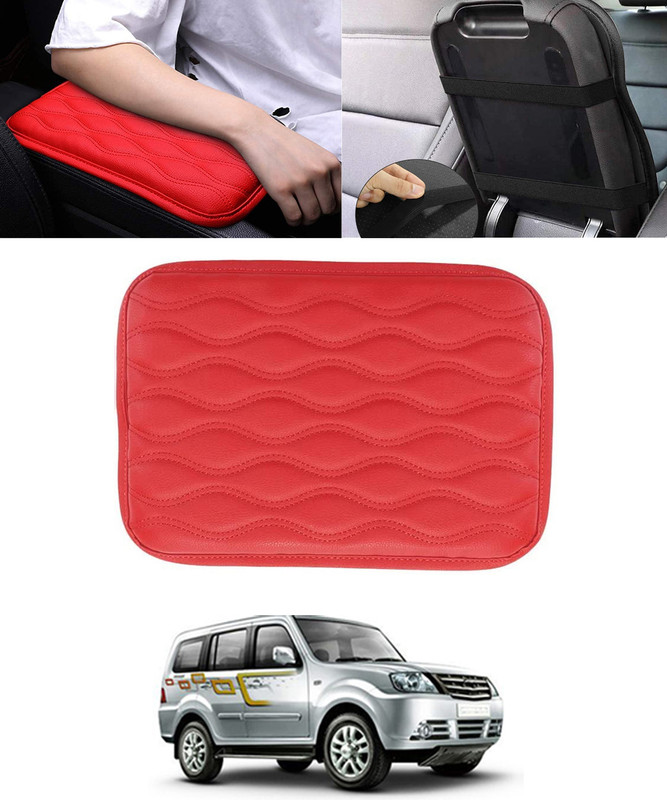 ABJD Waterproof Comfortable Red Rectangle Leatherette ArmRest Cover For Car-250 Car Armrest(Tata, Sumo Grande)
