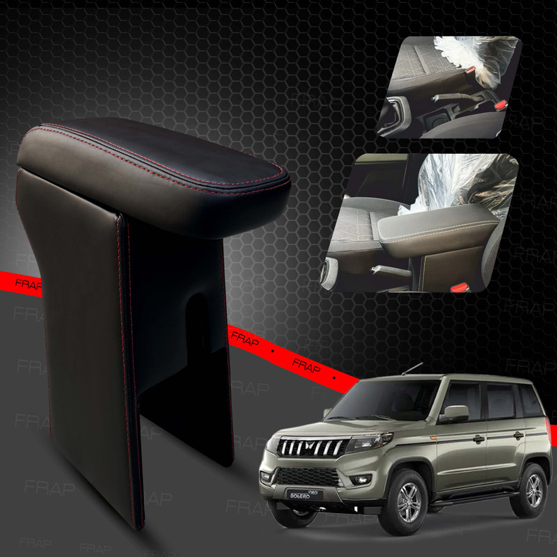 Carigiri Premium Armrest For Mahindra Bolero Neo with Moulded Foam(Nappa,Red Stitching) Car Armrest(Mahindra, NA)