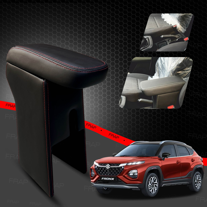 Frap Premium Armrest For Maruti Fronx with Moulded Foam(Nappa,Red Stitching) Car Armrest(Maruti, NA)