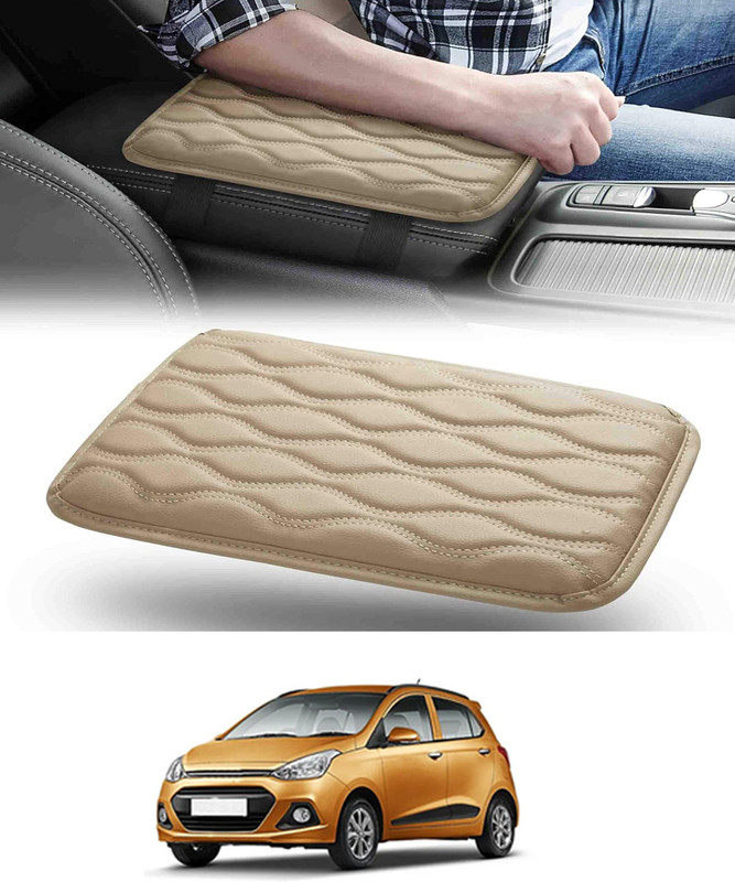 ABJD Waterproof Comfortable Beige Rectangle Leatherette ArmRest Cover For Car-124 Car Armrest(HYUNDAI, Grand i10)