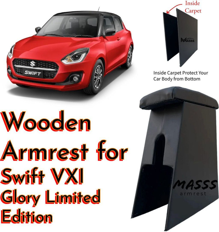 MASSS Swift VXI Glory Ltd EDT Armrest|Soft Cushion|Leather Finish|In Built storage Car Armrest(Maruti, Swift VXI Glory Limited Edition)