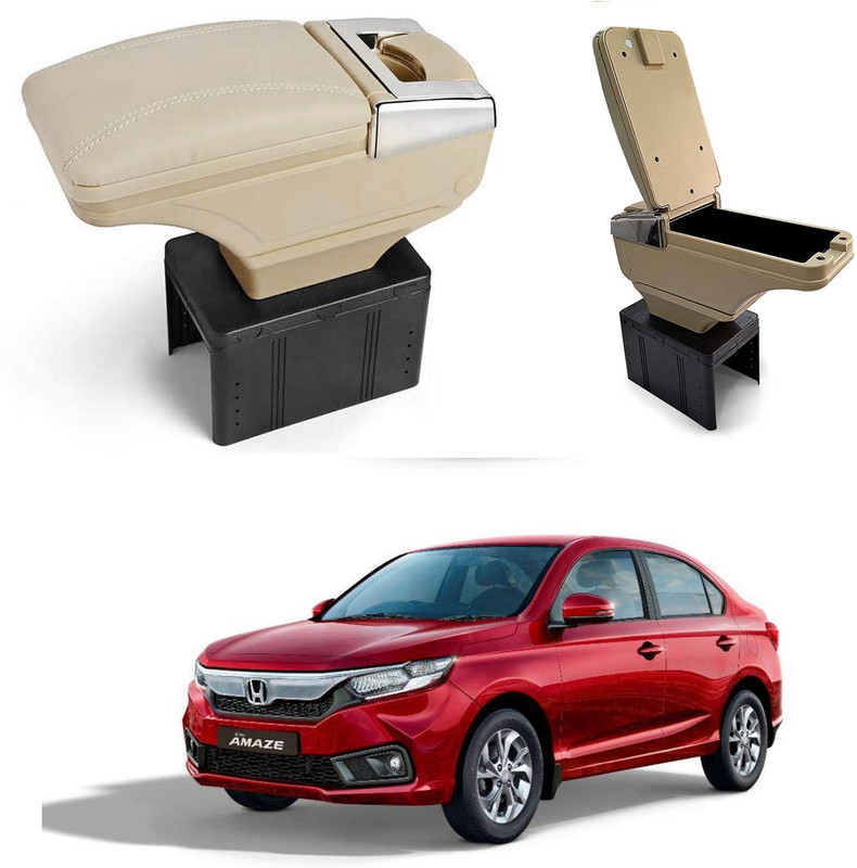 Oshotto PU Leather AR-01 Car Armrest Console Box For Amaze 2013-2017 Beige Car Armrest(Honda, Amaze)