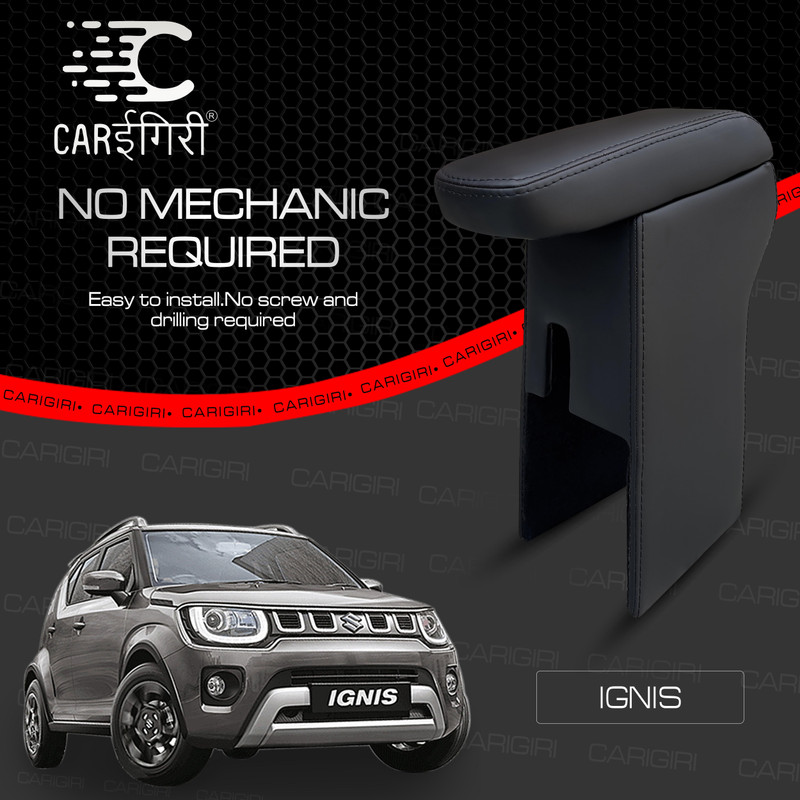 Carigiri Premium Armrest For Maruti Ignis with Moulded Foam(Nappa,Black Stitching) Car Armrest(Maruti, Ignis 1.3 Alpha, Ignis 1.3 Delta, Ignis 1.3 Zeta)