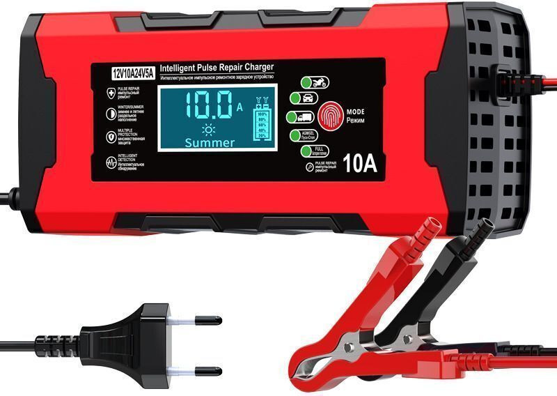 inveXo 10-A 12V 24V Smart Car Battery Charger Bike Truck Trickle Charger 120 Ah Battery for All Vehicles
