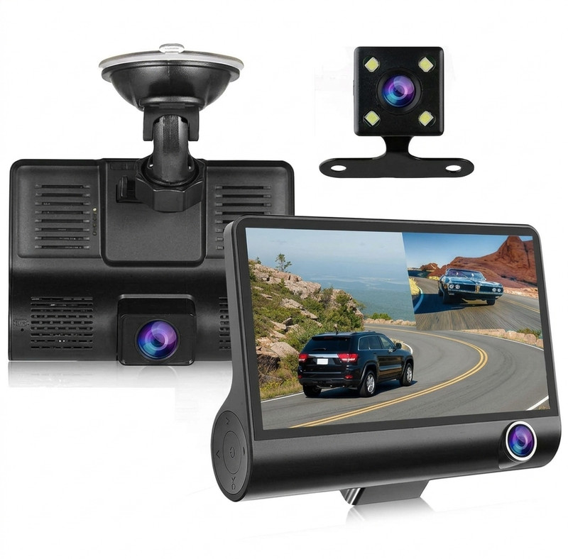 OneXsale Full HD 1080P Car Dashcam with Loop Recording Parking Mode Night Vision Reverse Assist Camera System(3 Camera, 1080P)