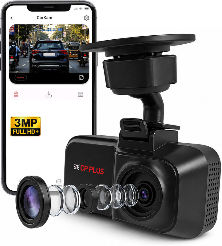 CP PLUS 3MP Car Dashcam Full HD+ G-Sensor Wide Angle View Night Vision Dashboard Camera System(1 Camera, 3MP(2304 x 1296P))