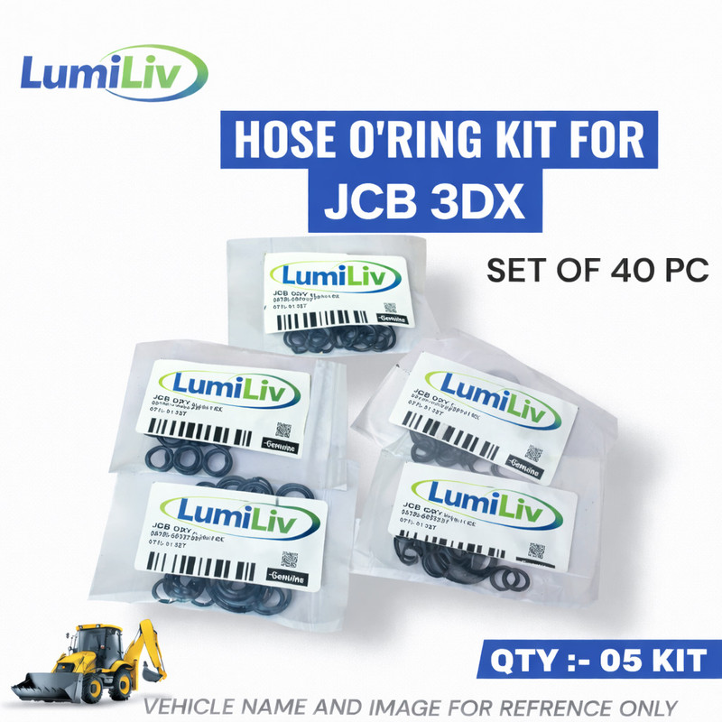 Lumil Hose O-Ring Kit for JCB 3DX Set of 40 O-Rings|Hydraulic Hose Seal Kit Qty 5 Kits Vehicle Camshaft Seal