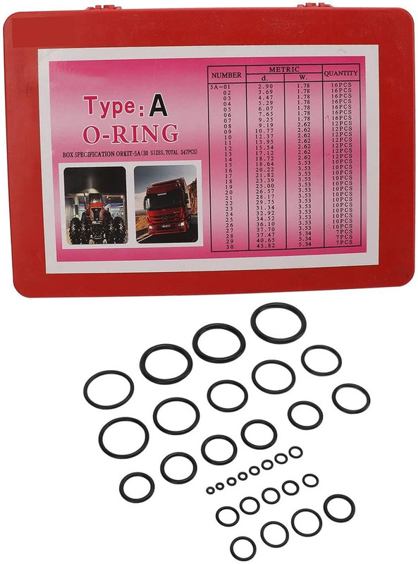 AASONS Truck Air Conditioning O-Ring Gasket Kit Set, 347 Piece Vehicle Camshaft Seal