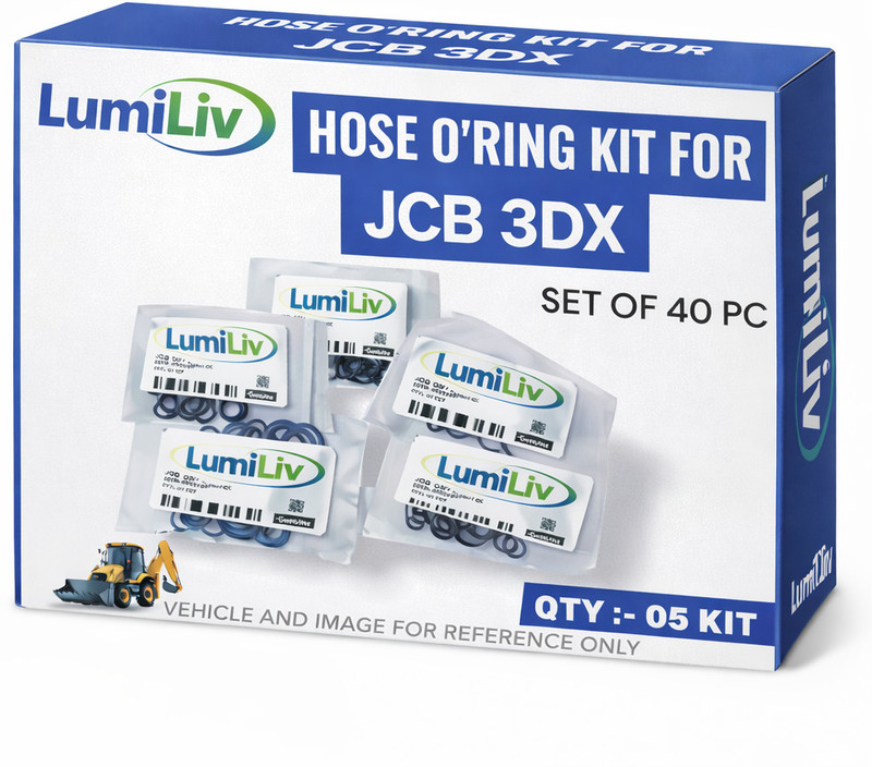 Lumil Hose.O.Ring Kit for JCB 3DX Set of 40 O-Rings|Hydraulic Hose Seal Kit Qty 5 Kits Vehicle Camshaft Seal