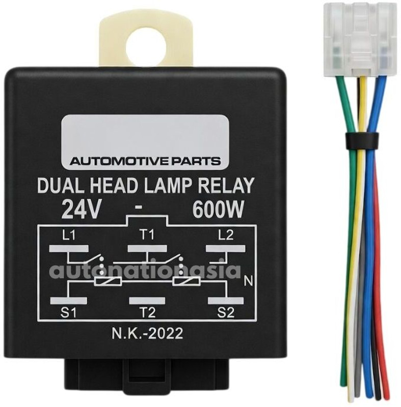 Autonationasia Universal Dual Headlight Relay / Headlight Cutout (1pc) In 24V For Trucks Hardwire Kit(Pack of 1)