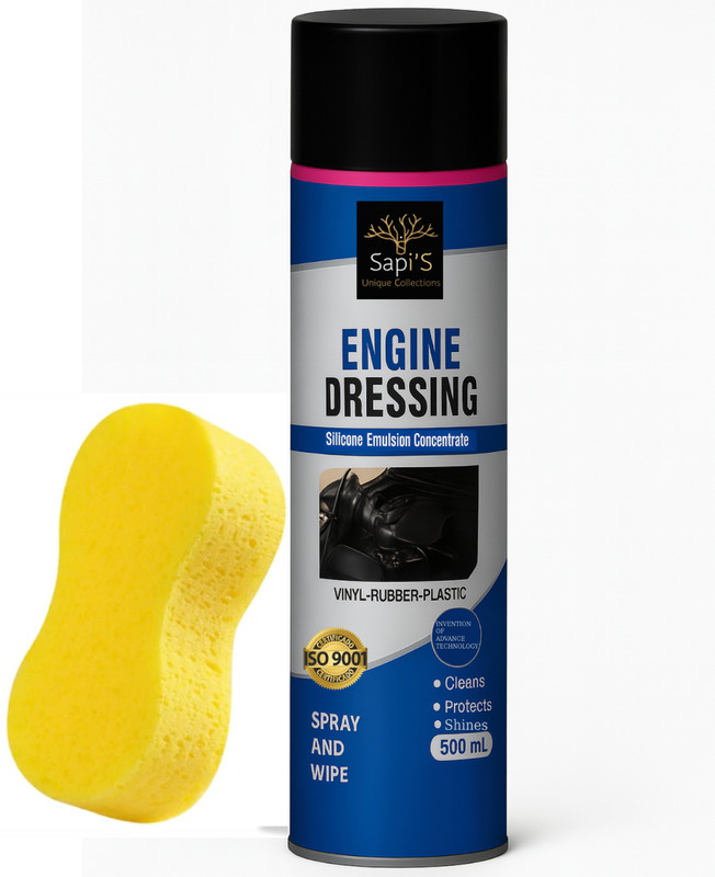 SAPI'S Engine Dressing Shiner Coating Engine Shiner Car and Bike With Sponge Engine Cleaner(500 ml)