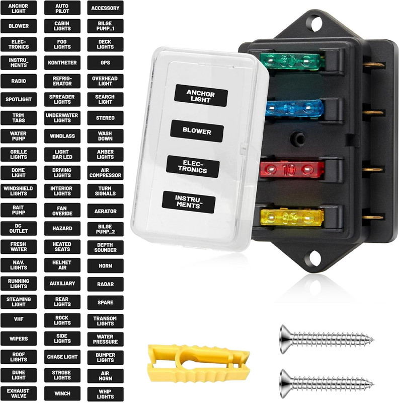 STHIRA 4 Way Blade Fuse Block Holder Panel Car Fuse Box