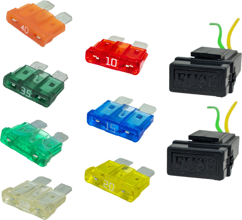 Ovicart Blade Fuse Holder Plastic 2x With 7 Fuse (10A, 15A, 20A, 25A, 30A, 35A, 40A) Vehicle Fuse(Pack of 7)