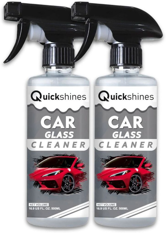 Quickshines Car Glass Cleaner | Shining & Crystal-Clear Visibility Pack of 2 Liquid Vehicle Glass Cleaner(500 ml)