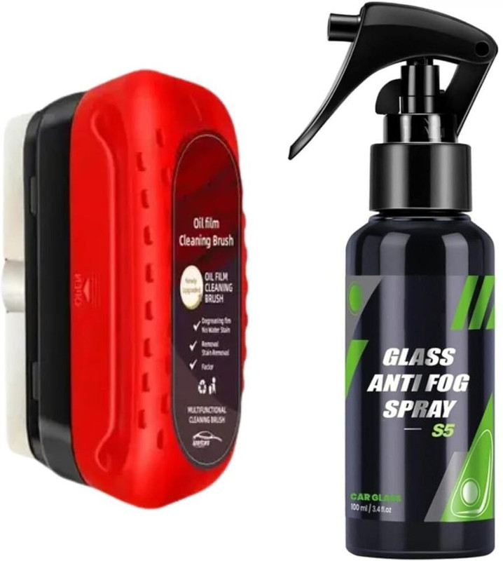 HavenFlix Oil Film Cleaning Brush & Car Glass Cleaner Anti-Fog Spray Liquid Vehicle Glass Cleaner(100 ml)