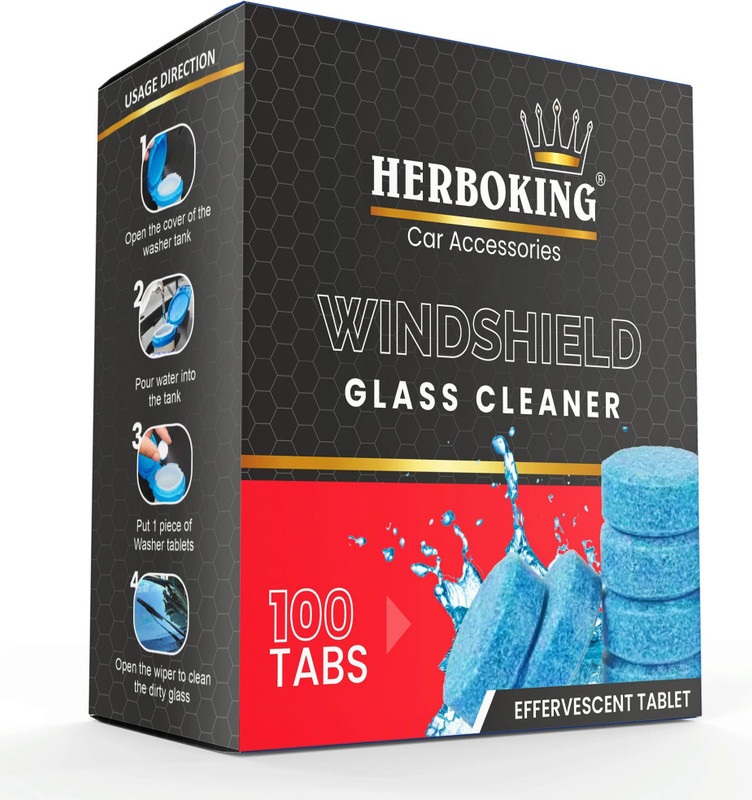 HERBOKING Car Accessories 100pcs Windshield Glass Cleaner Tablet Concentrate Vehicle Glass Cleaner(100 g)