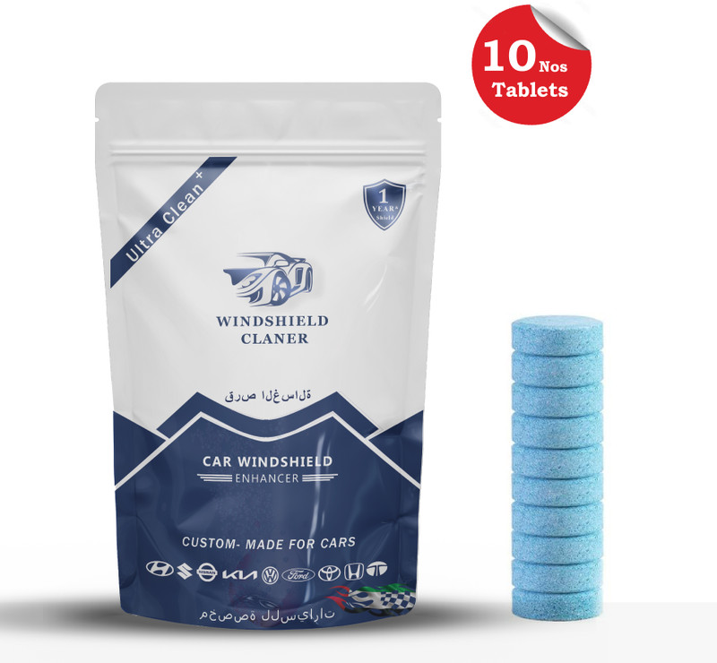 VelvetHarbour 10 Nos Windshield Glass Cleaner Tablet - Spotless Driving (10 Nos) Tablet Concentrate Vehicle Glass Cleaner(50 g)