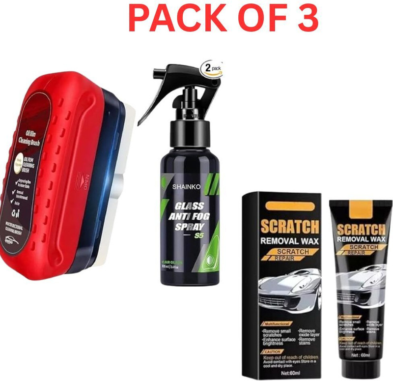 khushmogalhub 3pc - combo Scratch removal cream And Anti fog Spray with Brush Combo