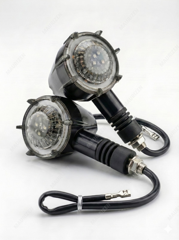 MAURIZEN Side LED Indicator Light for Bullet, Royal Enfield, Jawa Universal For Bike(Amber, Blue)